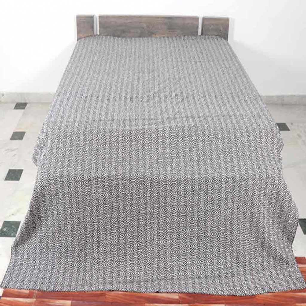 COTTON HAND BLOCK ALL OVER PRINT KANTHA BED COVER FOR ALL-SEASON